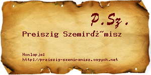 Preiszig Szemirámisz névjegykártya